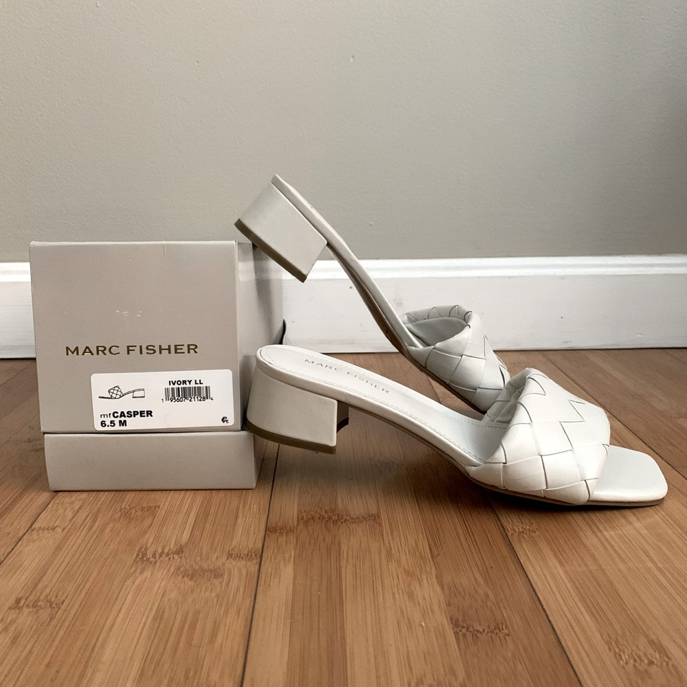 Marc Fisher Ivory Casper Leather Thick Braided Sandals size 6.5